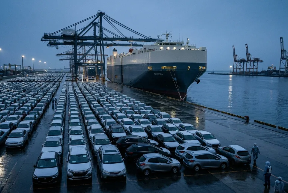 Vehicle export terminal at a Japanese port